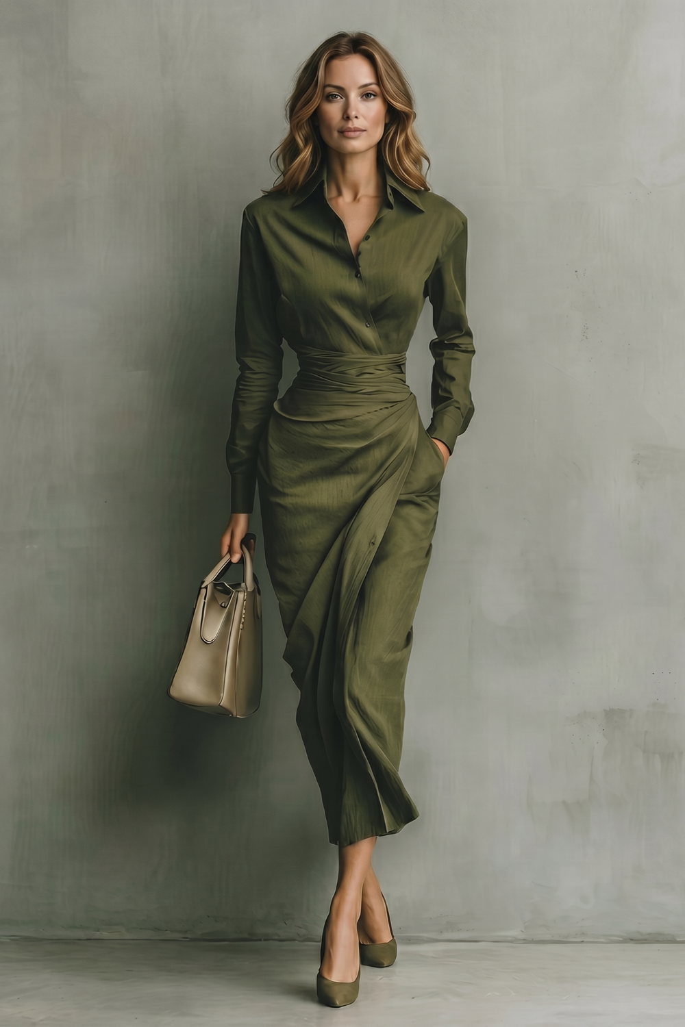 Draped Waist Refinement Maxi Dress