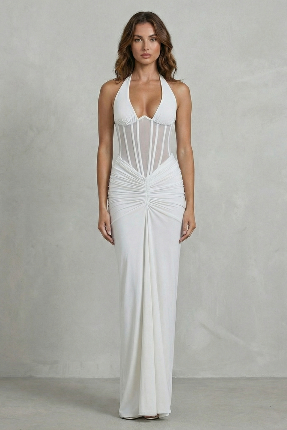 Sculpted Allure Women’s Halter Neck Corset Maxi Dress