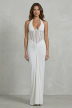 Sculpted Allure Women’s Halter Neck Corset Maxi Dress