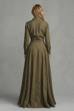 Long-Sleeved Collared Maxi Dress