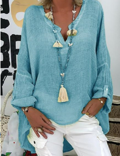 Lightweight Oversized Blouse - Blue