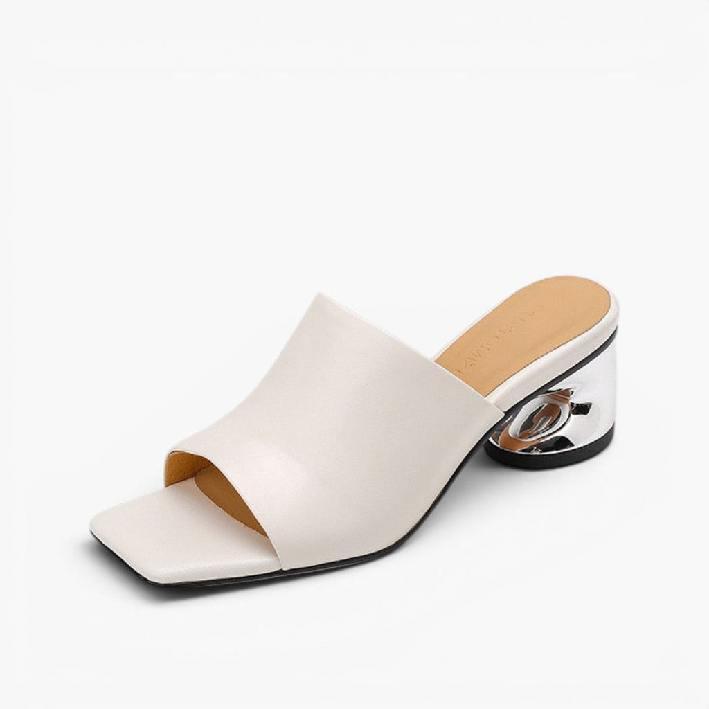Virelle Curve Leather Mule Heels