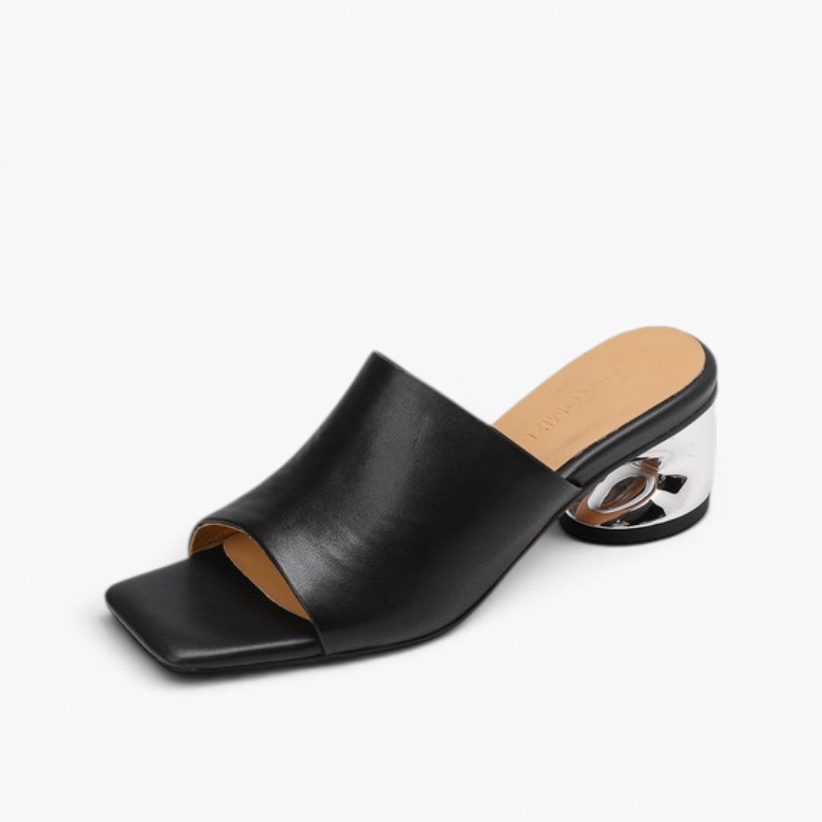 Virelle Curve Leather Mule Heels
