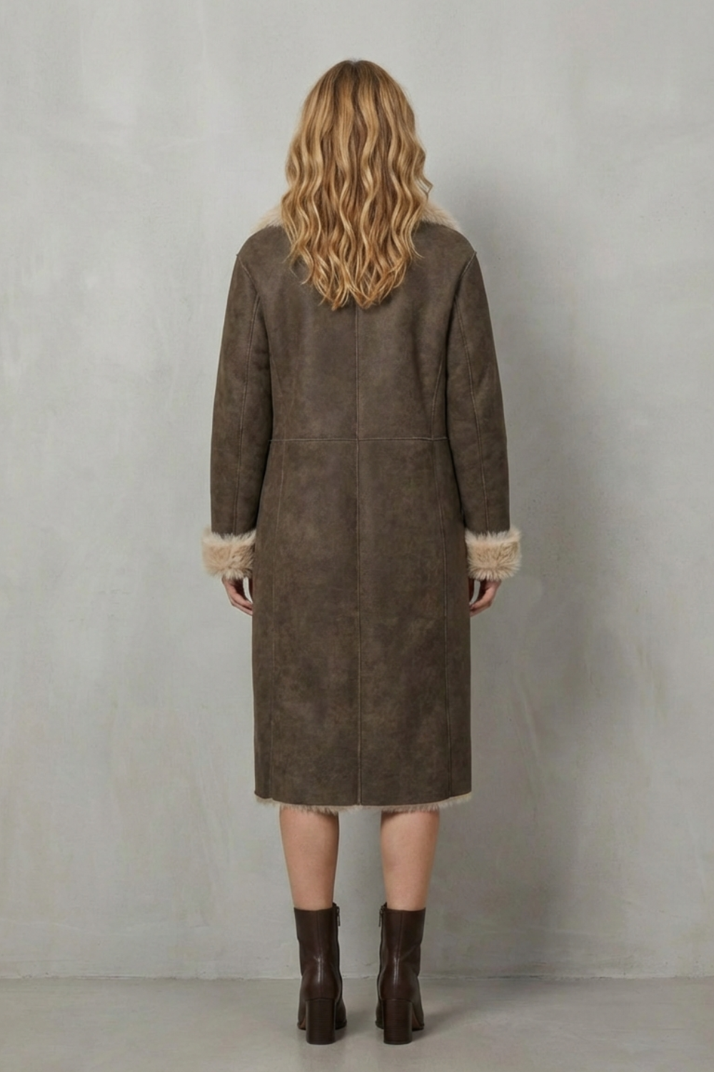 Reversible Texture Faux Shearling Coat