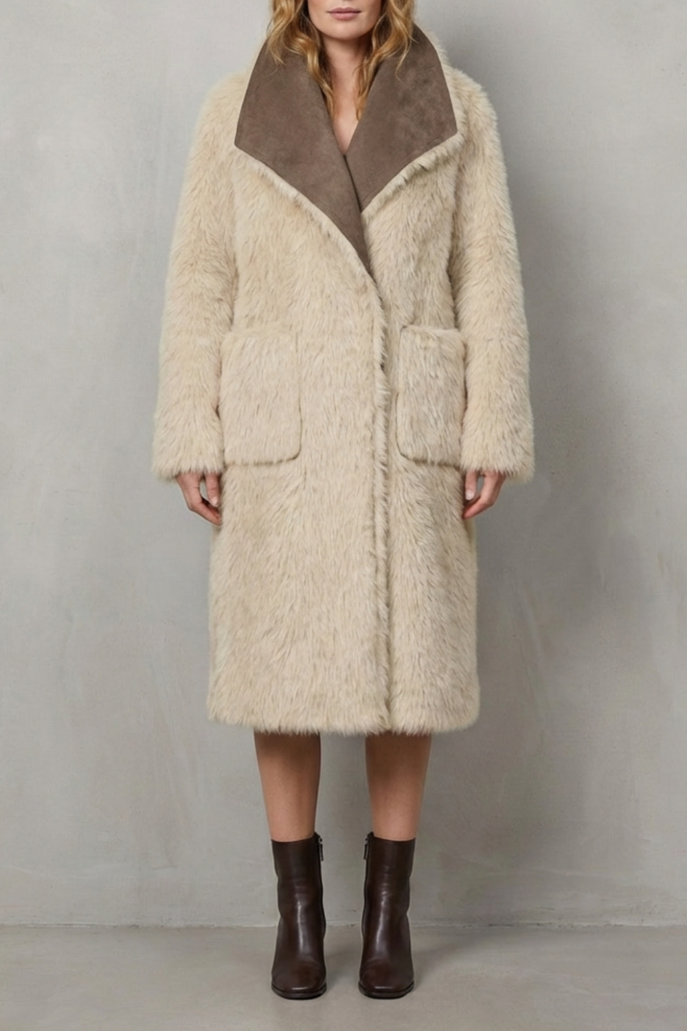 Reversible Texture Faux Shearling Coat