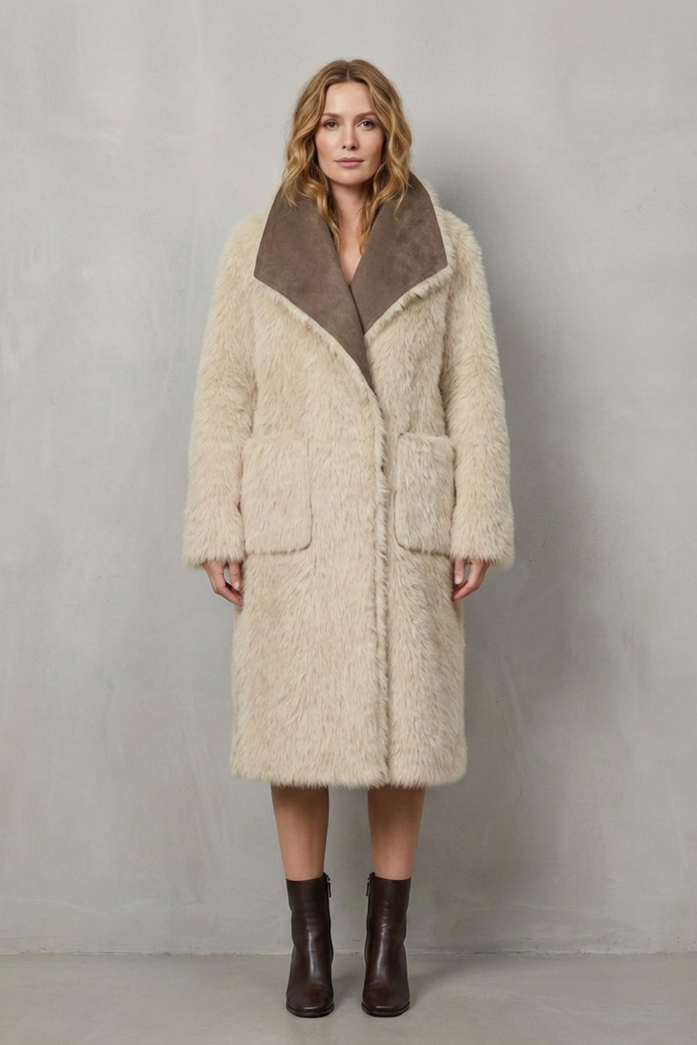 Reversible Texture Faux Shearling Coat