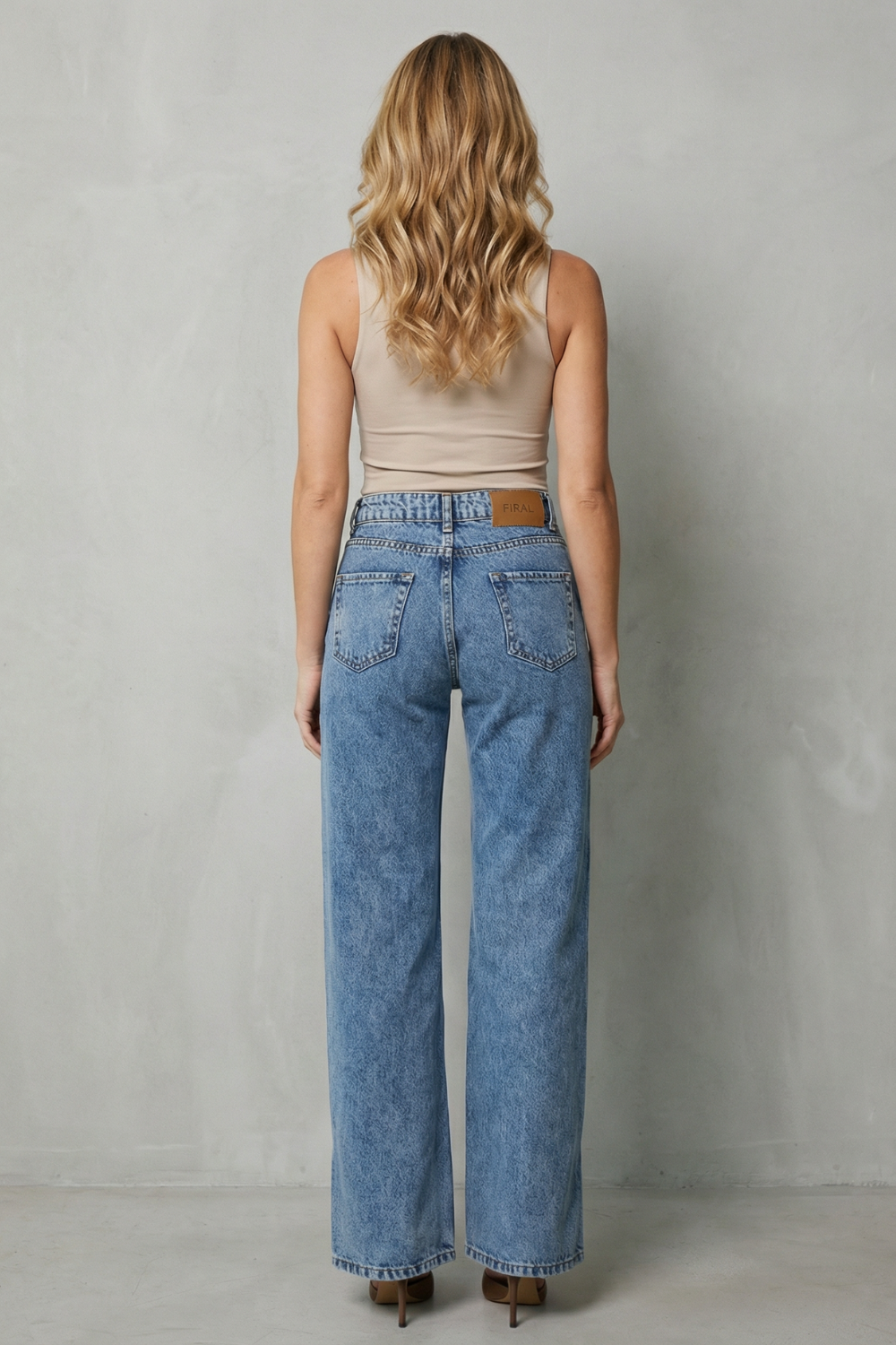 Cross Button Detail Straight Leg Jeans