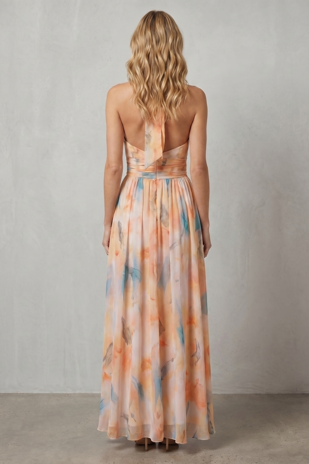 Watercolour Halter Grace Maxi Dress
