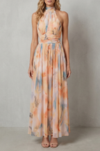 Watercolour Halter Grace Maxi Dress