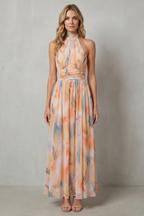 Watercolour Halter Grace Maxi Dress
