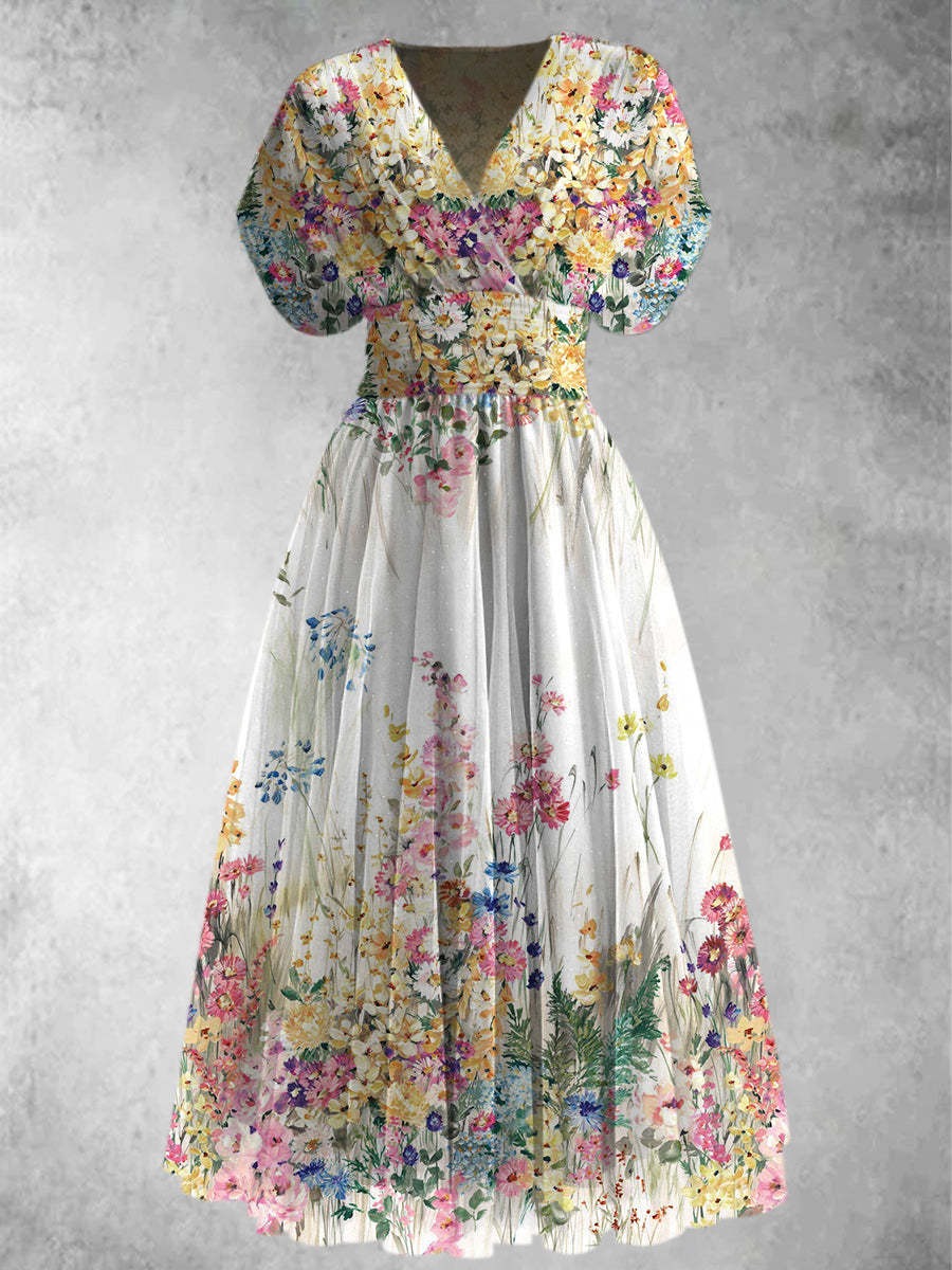Rosalind™ | Short Sleeve Floral Maxi Dress