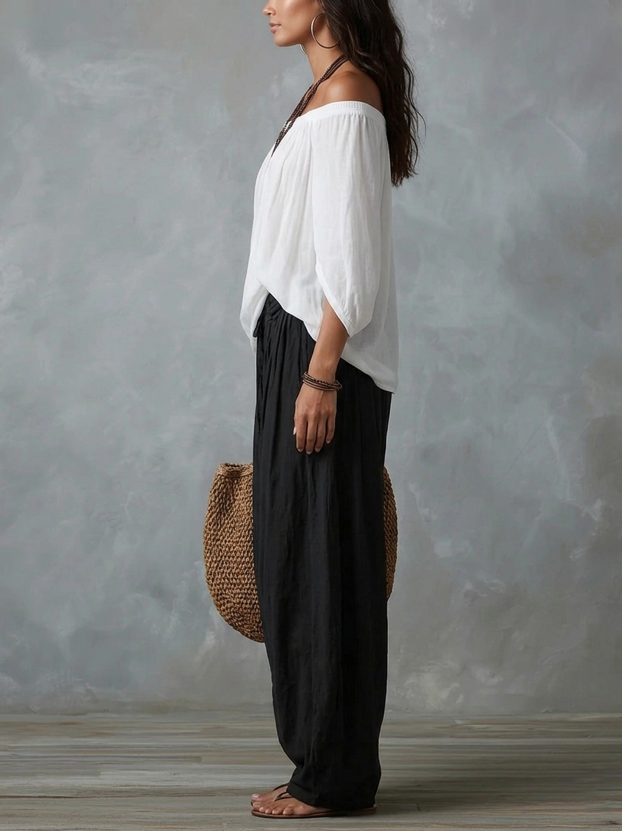 Renata™ | Off-Shoulder Top & Wide Lantern Pants Set