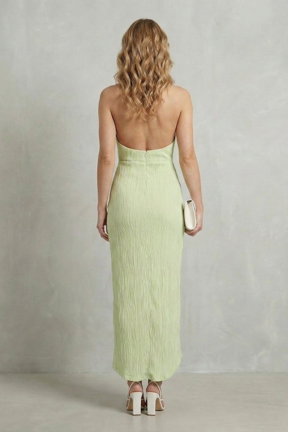 Pleated Backless Allure Maxi Dress
