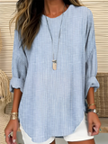 Trendy Striped Blouse - Blue