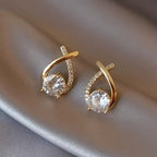 Golden Cross Zirconia Stud Earrings