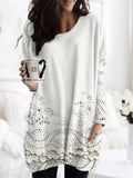 Printed Cozy Sweater - White