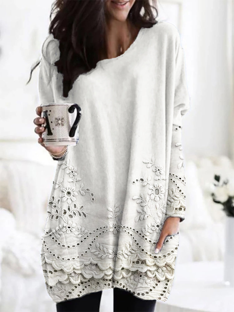 Printed Cozy Sweater - White