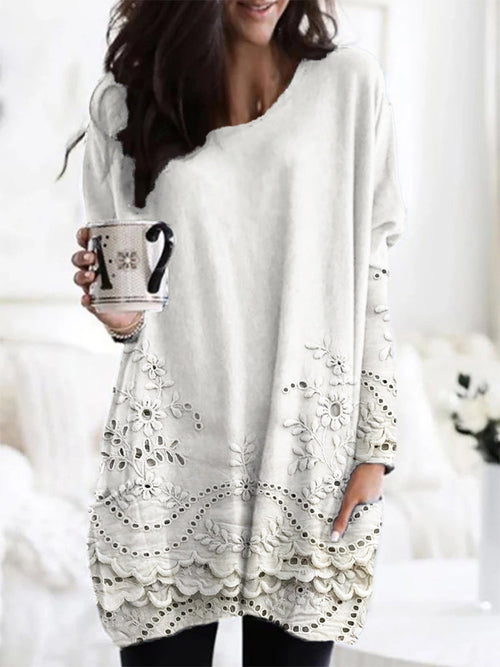 Printed Cozy Sweater - White