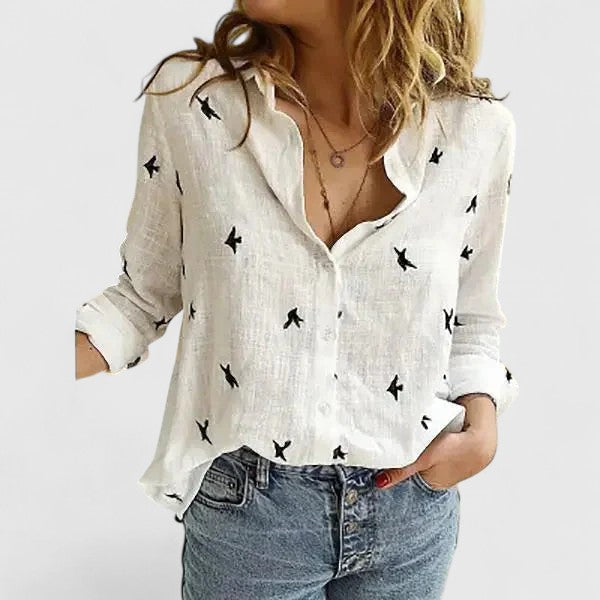 Women's Floral Print V-Neck Blouse