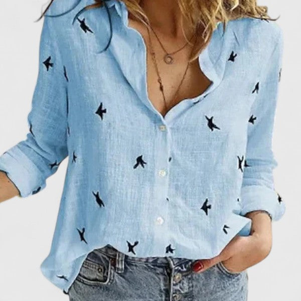 Women's Floral Print V-Neck Blouse