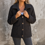Annika | Curly Faux Fur Button Front Jacket