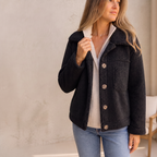 Annika | Curly Faux Fur Button Front Jacket