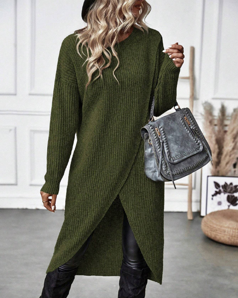 Women's Asymmetrical Long Sleeve Tunic Sweater