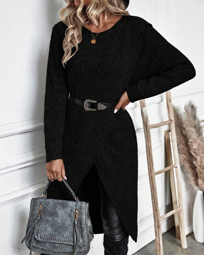 Women's Asymmetrical Long Sleeve Tunic Sweater
