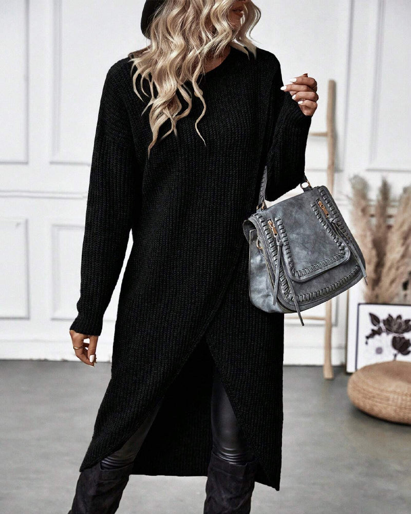 Women's Asymmetrical Long Sleeve Tunic Sweater