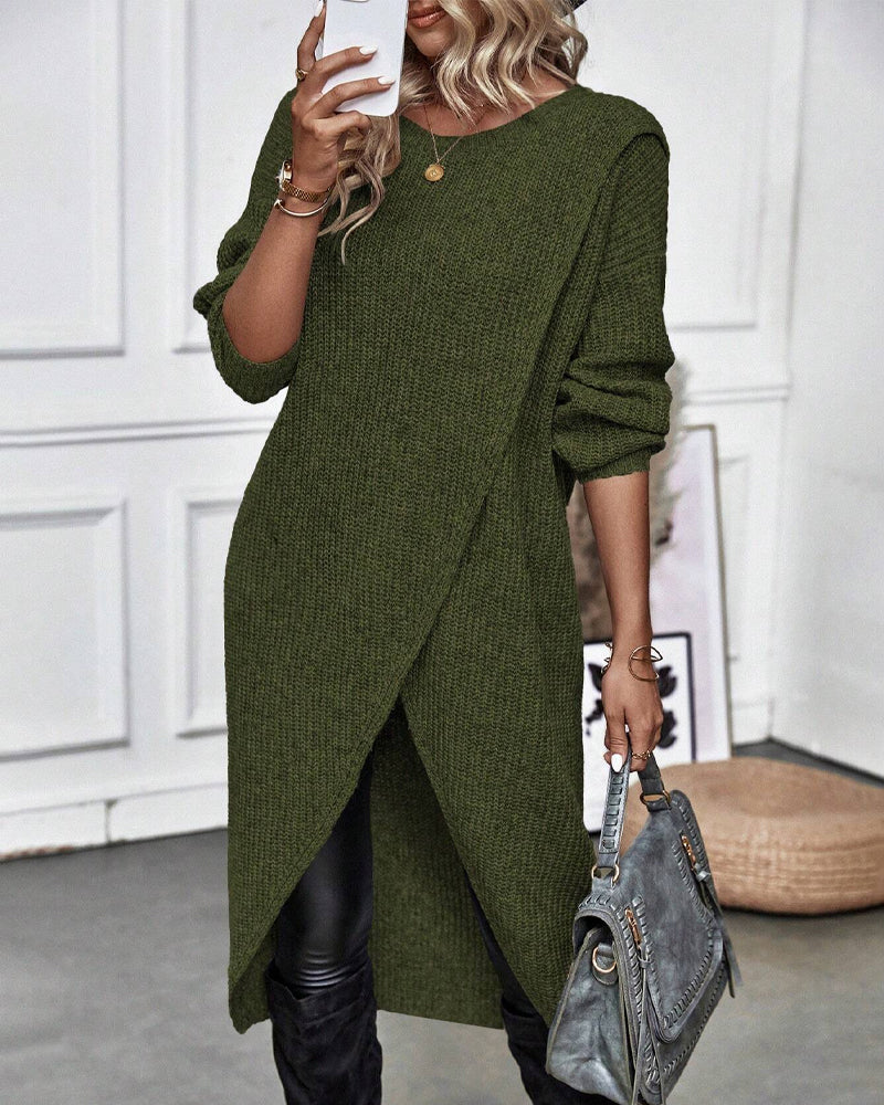 Women's Asymmetrical Long Sleeve Tunic Sweater