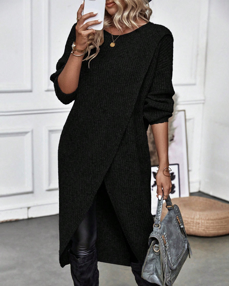 Women's Asymmetrical Long Sleeve Tunic Sweater