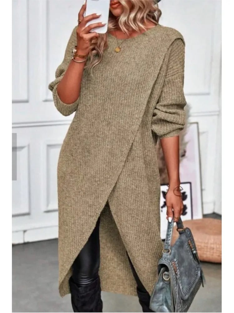 Women's Asymmetrical Long Sleeve Tunic Sweater