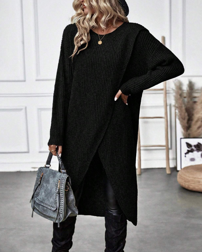 Women's Asymmetrical Long Sleeve Tunic Sweater