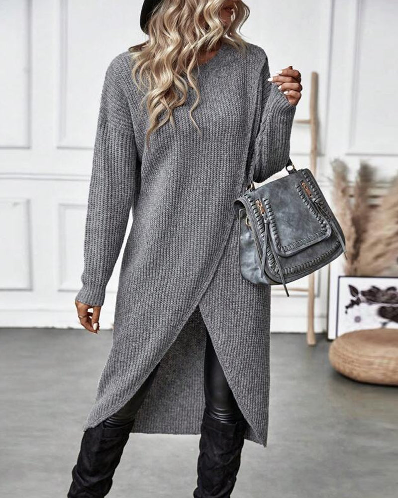 Women's Asymmetrical Long Sleeve Tunic Sweater