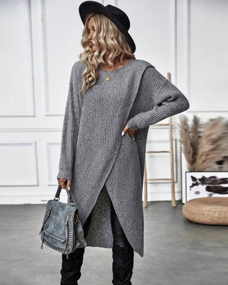 Women's Asymmetrical Long Sleeve Tunic Sweater