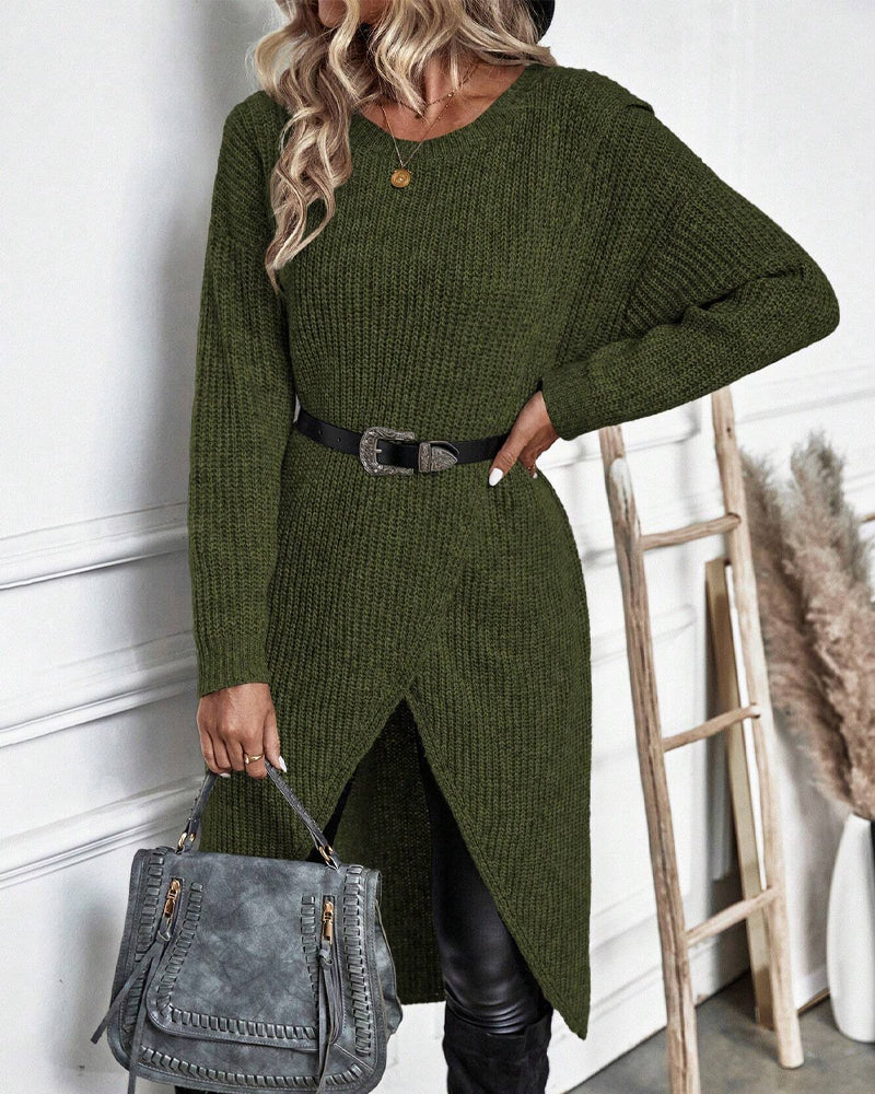 Women's Asymmetrical Long Sleeve Tunic Sweater
