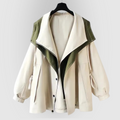 Women's Oversized Hooded Windbreaker Jacket - Dark Green