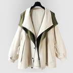 Women's Oversized Hooded Windbreaker Jacket - Dark Green
