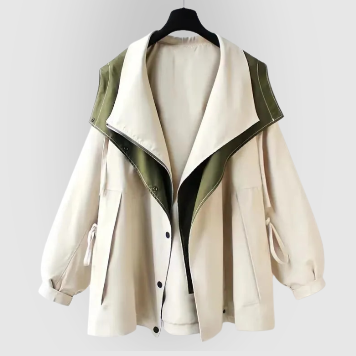 Women's Oversized Hooded Windbreaker Jacket - Dark Green