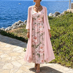 Women's Floral Maxi Dress Two-Piece Set