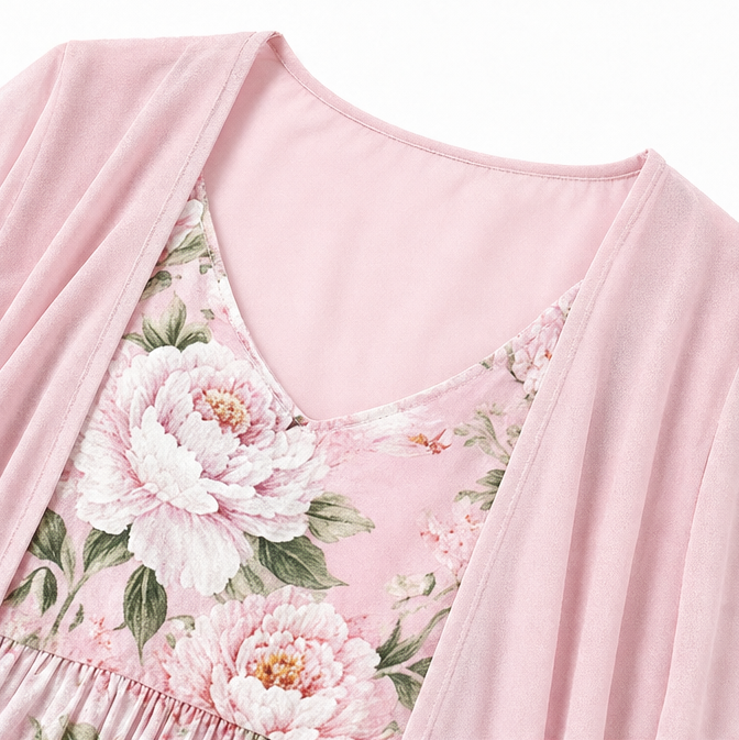 Women's Floral Maxi Dress Two-Piece Set