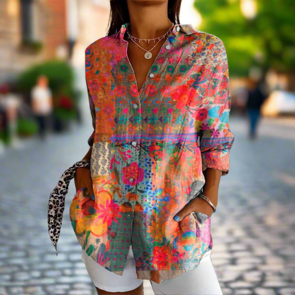 Women's Floral Print Long Sleeve Blouse