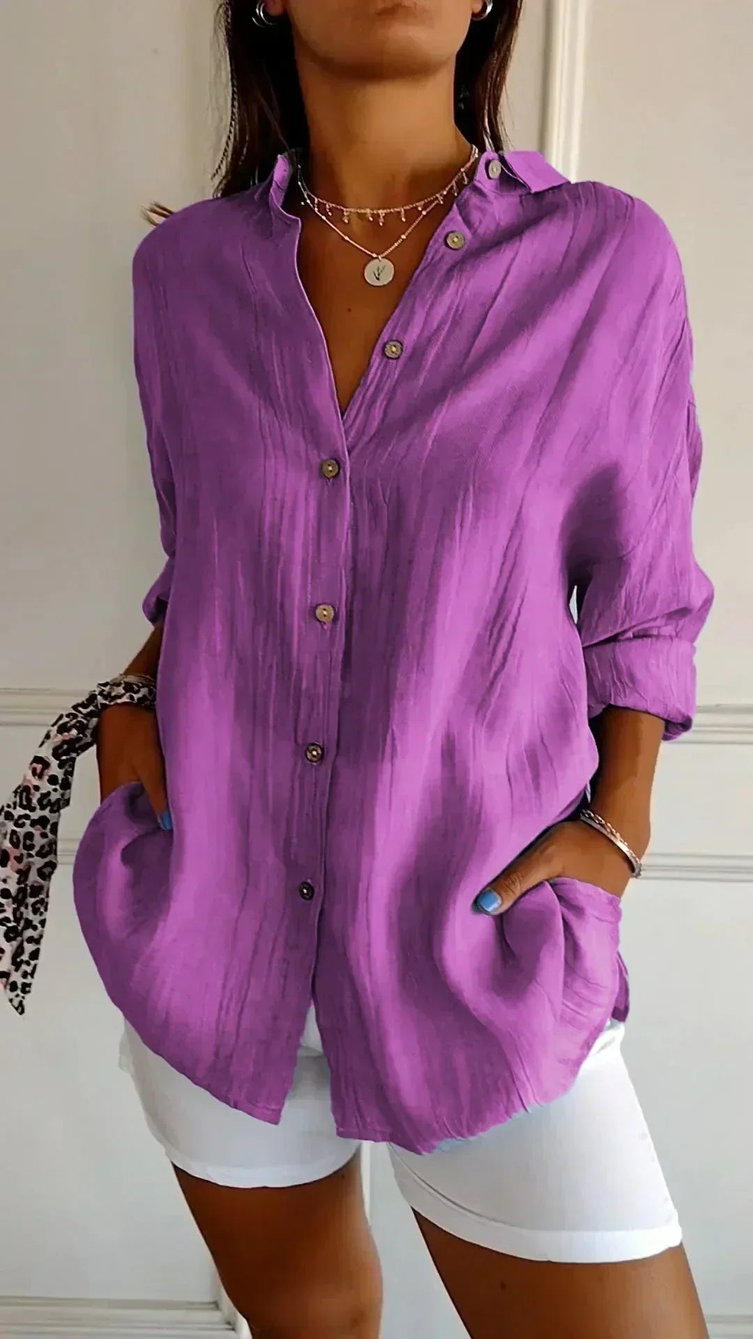 Women's Relaxed Fit Button-Down Blouse