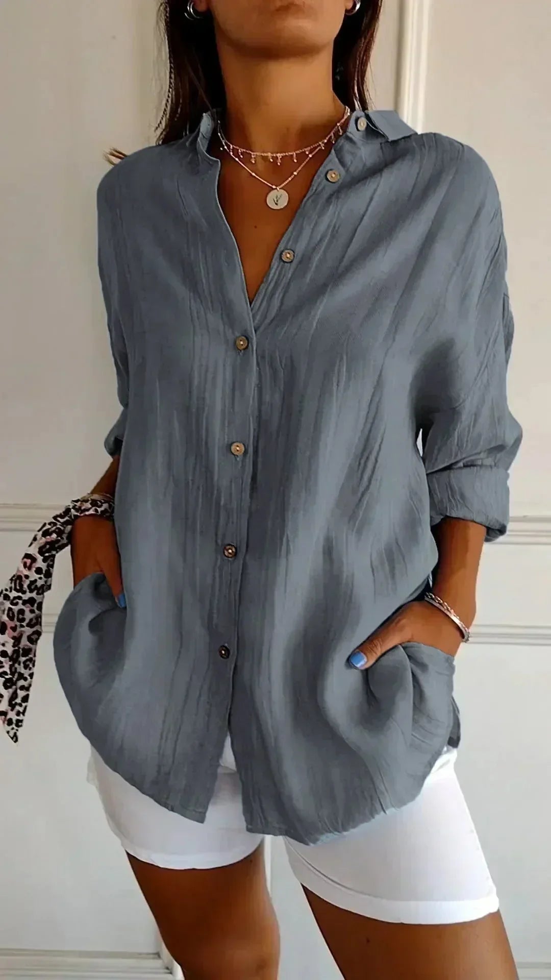Women's Relaxed Fit Button-Down Blouse