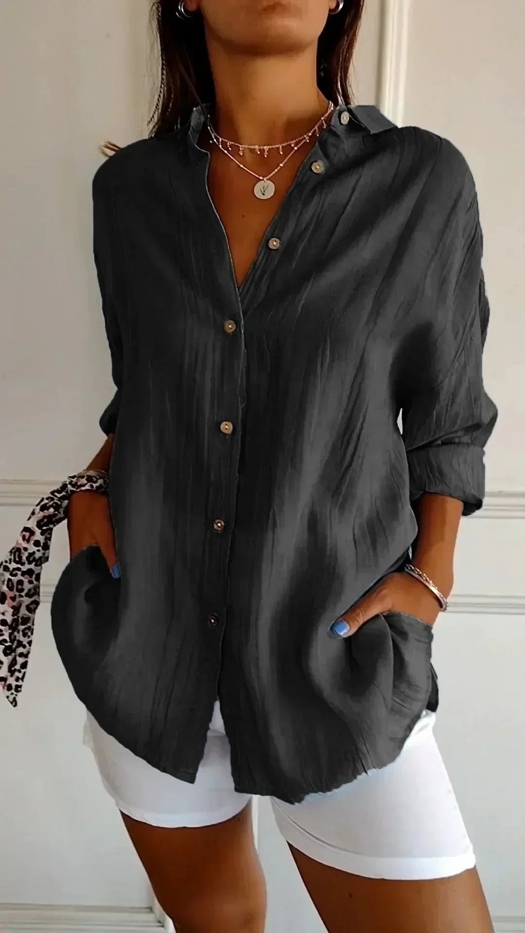Women's Relaxed Fit Button-Down Blouse