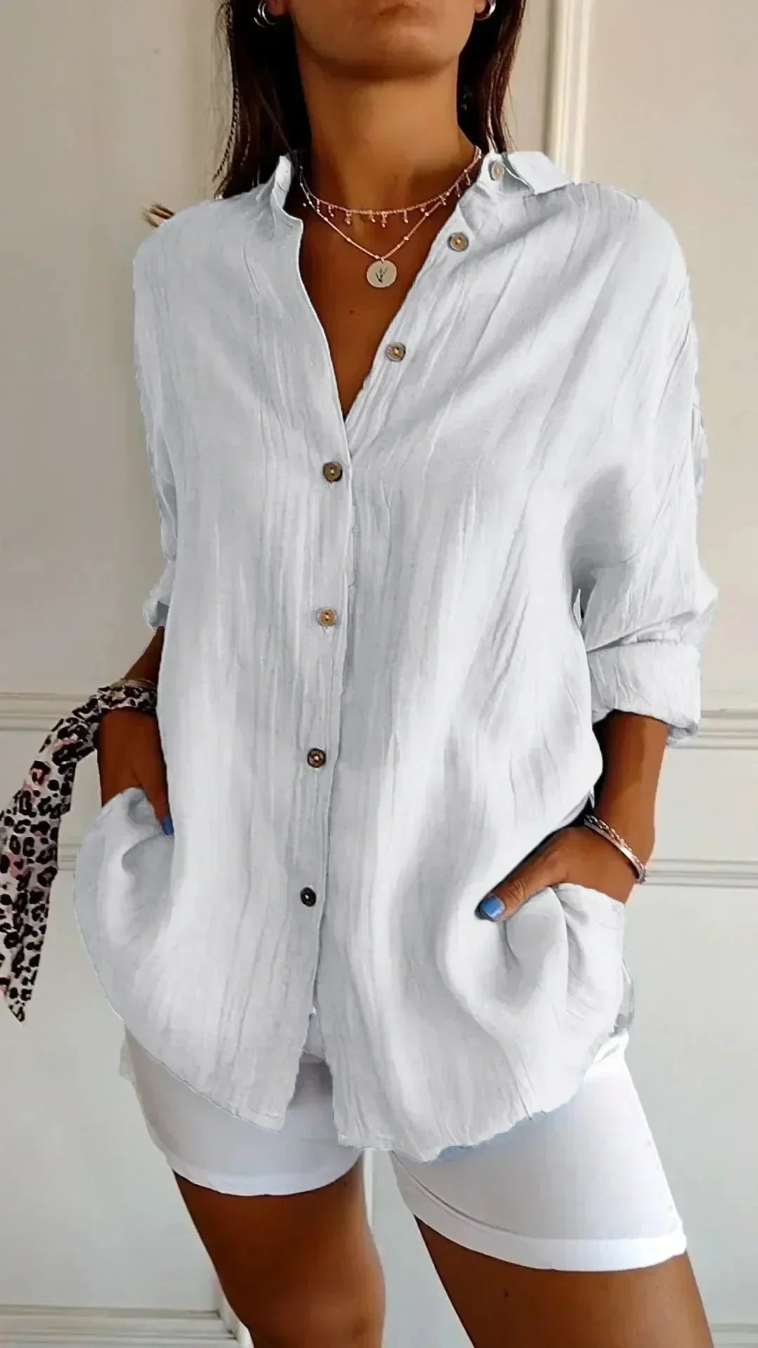 Women's Relaxed Fit Button-Down Blouse