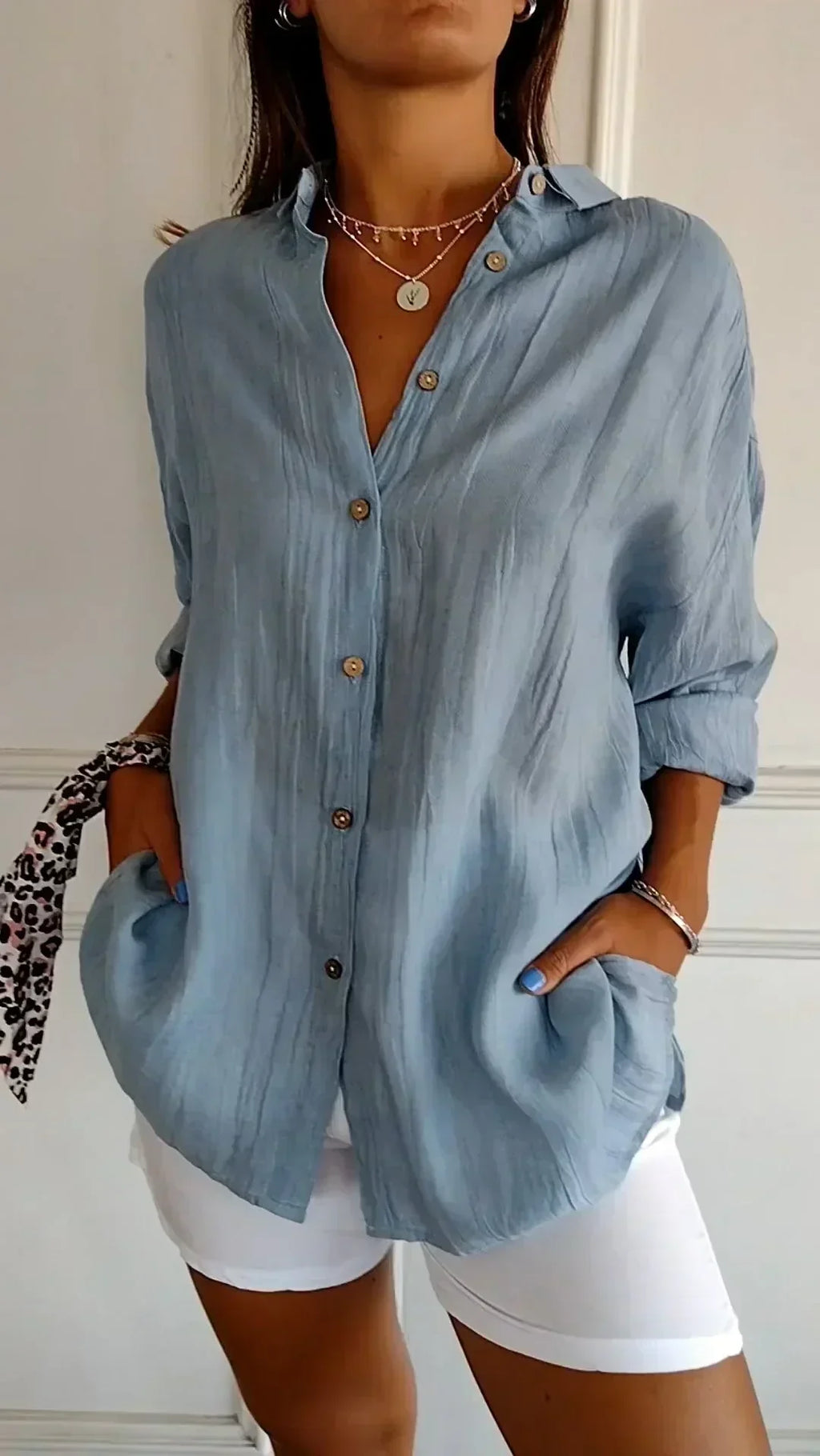 Women's Relaxed Fit Button-Down Blouse