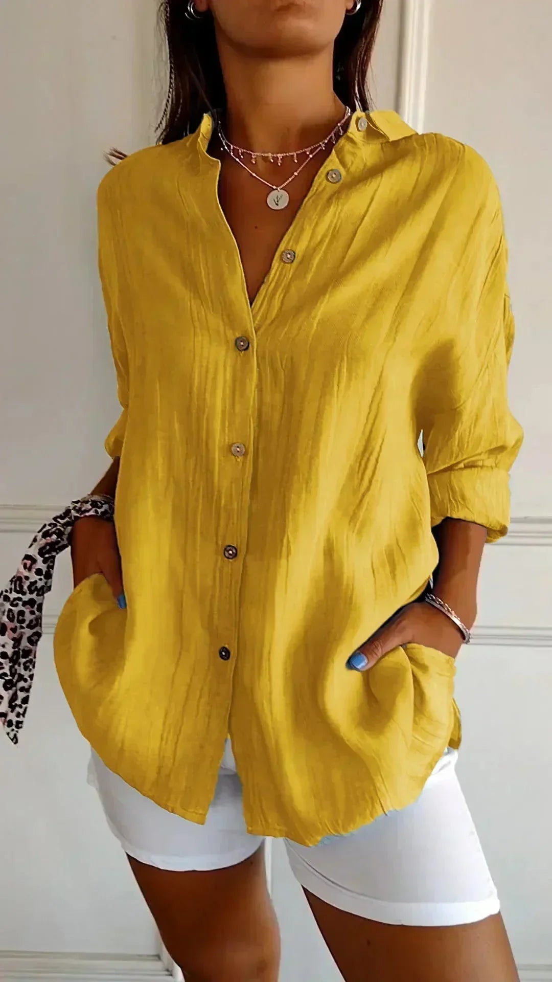 Women's Relaxed Fit Button-Down Blouse