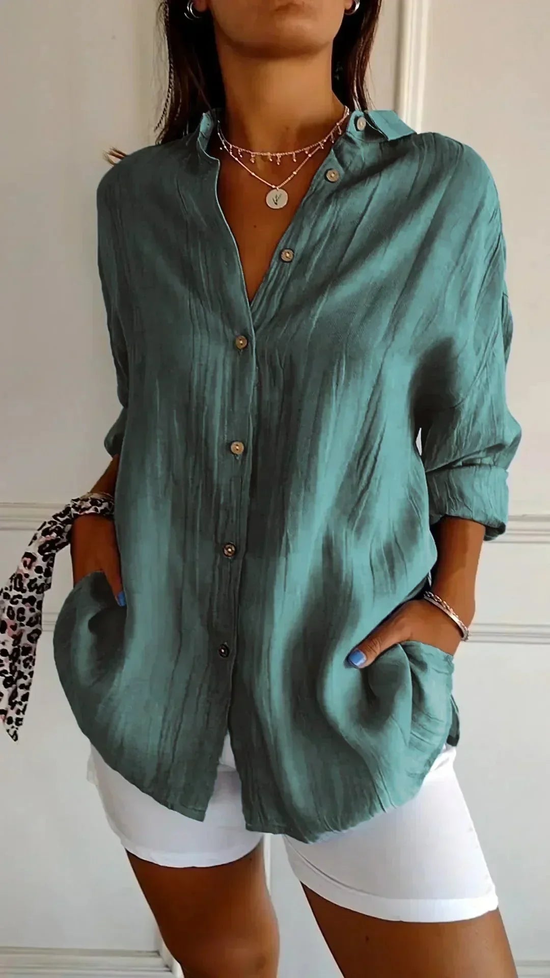Women's Relaxed Fit Button-Down Blouse