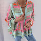 Women's Boho Print Ruffle Sleeve Tunic Top
